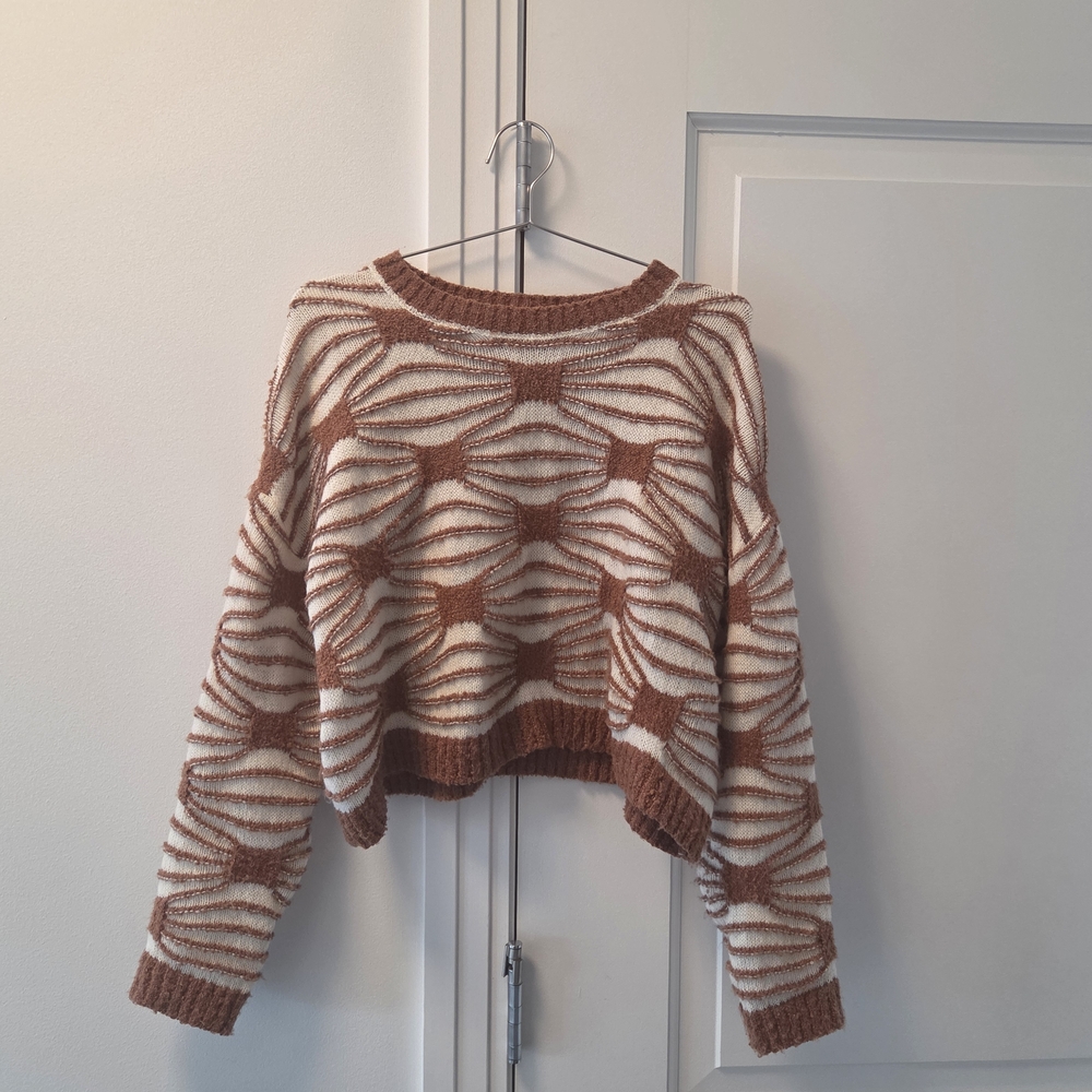 Elegant Orange and Cream Women's Sweater